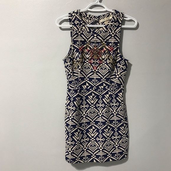 ASTR Tribal print sleeveless embroidered dress S - Picture 1 of 7